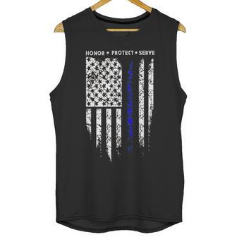 Sr Thin Blue Line Usa Protect Police Flag Army American Men Tank Top | Favorety CA