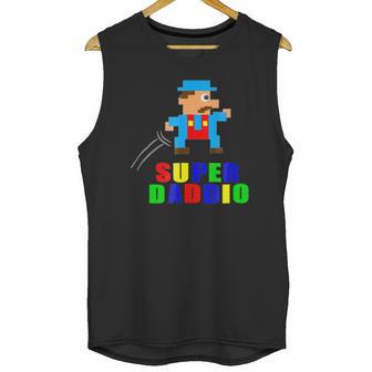 Mens Super Daddio Fathers Day Video Game Action Figure Arcade Tee Men Tank Top | Favorety CA