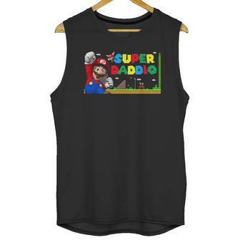 Mens Super-Daddio Funny Dad Daddy Tee Father Video Game Lovers Men Tank Top | Favorety