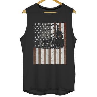 Train Locomotive Engine American Flag Model Builder Vintage Men Tank Top | Favorety CA