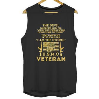 U S M C Veteran I Am The Storm Gold Foil Effect Graphic Design Printed Casual Daily Basic Men Tank Top | Favorety CA