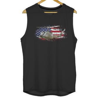 Uh1 Huey Helicopter American Flag Usa Pilot Vietnam Veteran Graphic Design Printed Casual Daily Basic Men Tank Top | Favorety