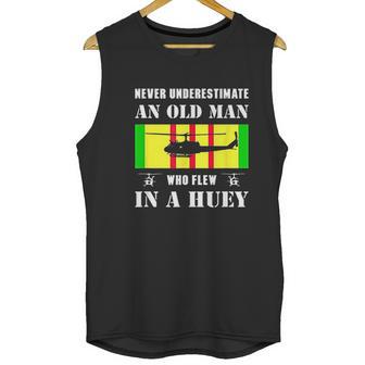 Never Underestimate Old Man Who Flew In Huey Vietnam Veteran Men Tank Top | Favorety UK