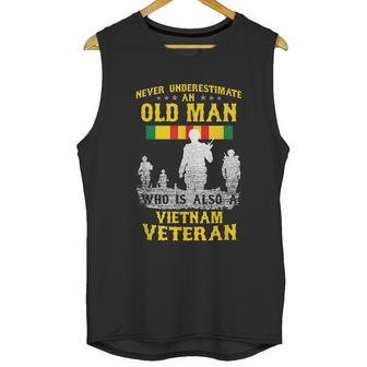 Mens Never Underestimate An Old Man Vietnam Veteran Gift Graphic Design Printed Casual Daily Basic Men Tank Top | Favorety AU