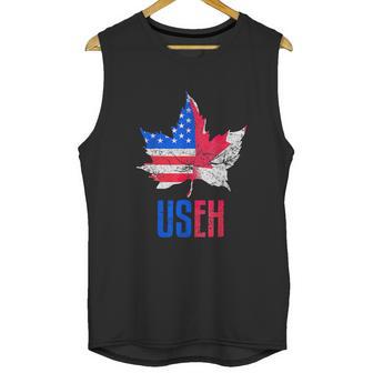 Useh Leaf Canadian American Flag Canada Usa Patriotic Men Tank Top | Favorety