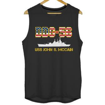 Uss John Mccain Ddg-56 Usa Flag Graphic Design Printed Casual Daily Basic Men Tank Top | Favorety DE