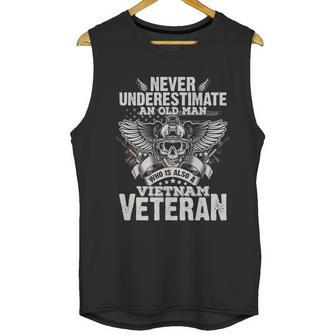 Vintage Us Flag Vietnam Veteran Fathers Day Grandfather Gift Graphic Design Printed Casual Daily Basic Men Tank Top | Favorety