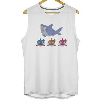 Daddy Shark And Three Baby Sharks Men Tank Top | Favorety