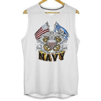 Double Flag Usn Navy Men Tank Top | Favorety