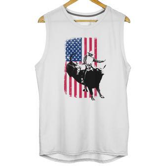 Rodeo Bull Rider Patriotic American Flag Men Tank Top | Favorety DE