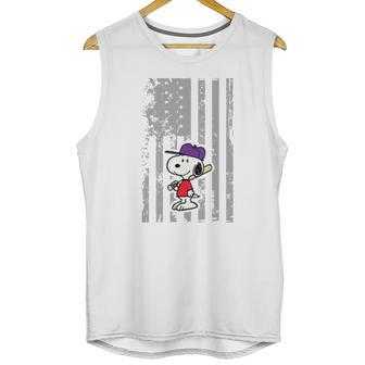 Snoopy Playing Baseball Snoopy Usa Flag T-Shirt Men Tank Top | Favorety