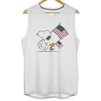 Snoopy And Woodstock Holding American Flag 4Th Of July Men Tank Top | Favorety DE