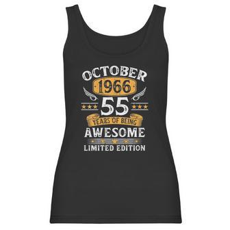 Womens 55 Years Old Birthday Vintage October 1966 Limited Edition V-Neck Women Tank Top | Favorety UK