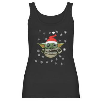 Baby Yoda Snow Merry Christmas The Mandalorian Shirt Women Tank Top | Favorety DE