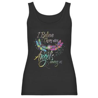 I Believe There Is Angel Among Us Dragonfly Colorful Women Tank Top | Favorety CA