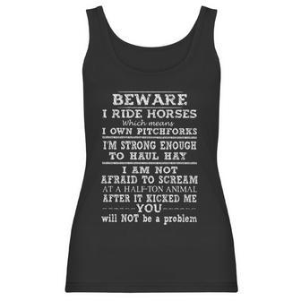 Beware I Ride Horses I Own Pitchforks New Trend Women Tank Top | Favorety CA