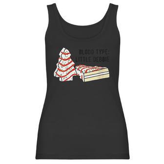 Womens Blood Type Little Debbie Inspired Christmas Tree Snack Cake Women Tank Top | Favorety UK