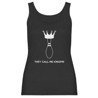 Bowling-Shirt-They-Call-Me-Kingpin-White Women Tank Top | Favorety