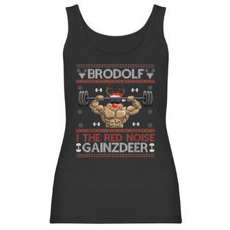 Brodolf The Red Nose Gainzdeer Gym Ugly Christmas Sweater Women Tank Top | Favorety AU