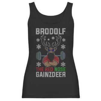 Brodolf The Red Nose Gainzdeer Gym Ugly Christmas Women Tank Top | Favorety AU