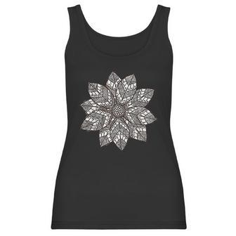 Brown & White Mandala Flower Yoga Sacred Mantra Geometry Women Tank Top | Favorety AU