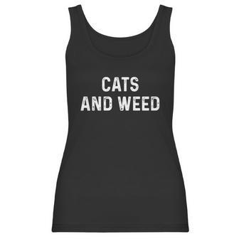 Cats And Weed Funny Cannabis Stoner Marijuana Cat Mom Dad Funny Gift Women Tank Top | Favorety AU