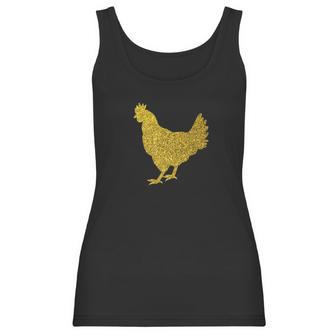 Chicken Ladies Glitter Print Chicken White Tee Top Women Tank Top | Favorety DE