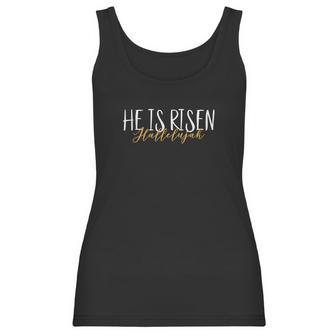 Christian Easter Glitter Tee He Is Risen Hallelujah Women Tank Top | Favorety