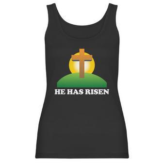 Christian Easter He Has Risen Christianity Cross Women Tank Top | Favorety