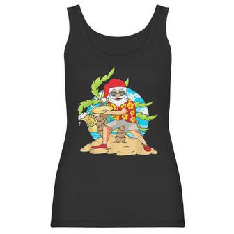 Christmas In July Santa Beach Frisbee Beer Gift Women Tank Top | Favorety DE