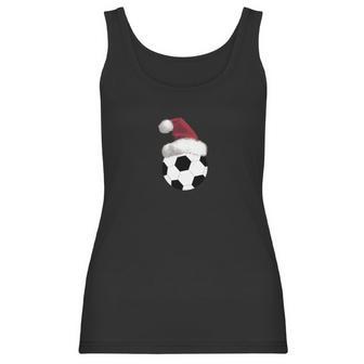 Christmas Soccer Ball Santa Claus Hat T-Shirt_Extract Women Tank Top | Favorety