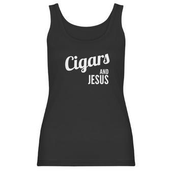 Cigars And Jesus Cool Christian Script Smoker Women Tank Top | Favorety AU