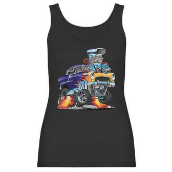 Classic Funny Fifties Muscle Car Hot Rod Dragster Cartoon Women Tank Top | Favorety CA