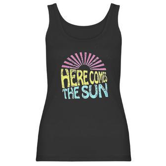 Here Comes The Sun Women Cute Sunshine Graphic Funny Letter Print Women Tank Top | Favorety