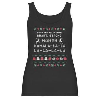 Deck The Halls With Smartstrong Woman Kamala Funny Christmas T Women Tank Top | Favorety