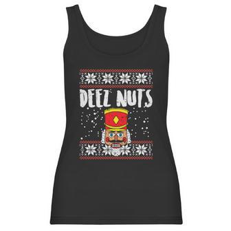 Deez Nuts Nutcracker Funny Ugly Christmas Sweater Meme Gift Women Tank Top | Favorety