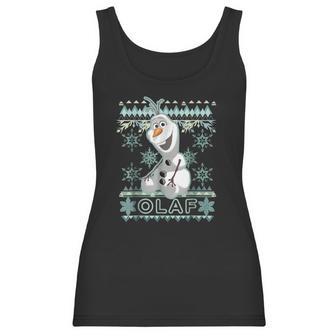 Disney Frozen Olaf Ugly Christmas Sweater Graphic T-Shirt Women Tank Top | Favorety