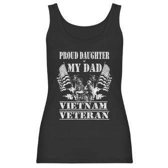 Distressed Proud Daughter Dad Vietnam Veteran Military Gift Graphic Design Printed Casual Daily Basic Women Tank Top | Favorety