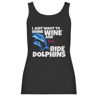 Drink Wine And Ride Dolphins Women Funny Dolphin Tee Women Tank Top | Favorety UK