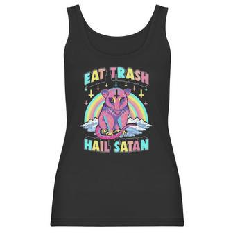 Womens Eat Trash Hail Satan Kawaii Pastel Goth Possum V-Neck Women Tank Top | Favorety UK