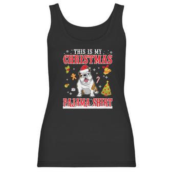 English Bulldog Snow Gilf This Is My Christmas Pajama Shirt Women Tank Top | Favorety CA