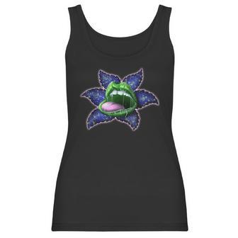 Flower Lip Green Blue Cannabis Marijuana Weed Pot Leaf Lover Women Tank Top | Favorety