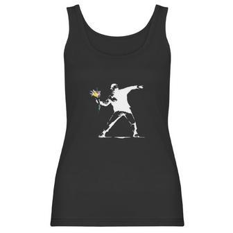 Flower Thrower White - Unofficial Banksy Women Tank Top | Favorety