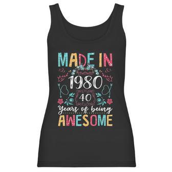 Flowers Vintage Made In 1980 40Th Birthday Gift 40 Years Old Women Tank Top | Favorety AU