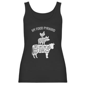 My Food Pyramid Funny Carnivore Cow Pig Chicken Women Tank Top | Favorety DE