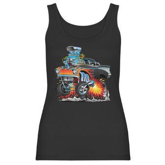 Funny Classic Hot Rod Fifties Drag Racing Muscle Car Cartoon Women Tank Top | Favorety