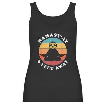 Funny Cute Sloth Yoga Namastay Social Distancing 6 Feet Away Women Tank Top | Favorety UK