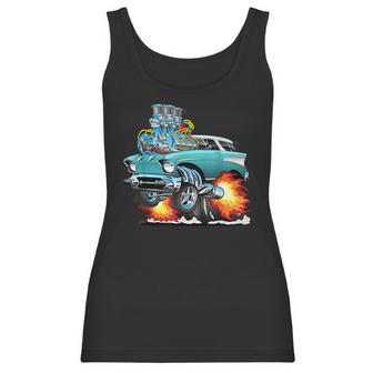 Funny Fifties Style Muscle Car Hot Rod Station Wagon Cartoon Women Tank Top | Favorety UK