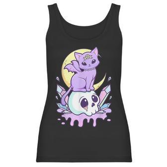 Funny Kawaii Pastel Goth Cute Creepy Witchy Cat And Skull Men Women T-Shirt Graphic Print Casual Unisex Tee Women Tank Top | Favorety UK