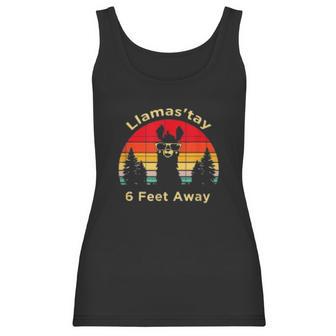 Funny Social Distancing Llama Retro Yoga Gift Women Tank Top | Favorety UK